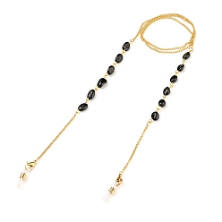 Турмалин 304 цепочки для очков из нержавеющей стали, шейный ремешок для очков, с естественным турмалином, застежки-клешни и резиновые петли на концах, золотые, 27.95 дюйм (71 см)