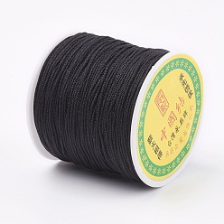 Black Polyester Cord, Black, 0.8mm, about 87.48 yards(80m)/roll