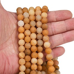 Желтый авантюрин Матовые круглые естественно желтый авантюрин бусинка пряди, 8~9 мм, отверстие : 1 мм, около 47 шт / нитка, 15 дюйм