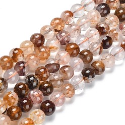 Yellow Hematoid Quartz Натуральный желтый гематоидный кварц/золотые целебные кварцевые бусины нити, круглые, 10~10.5 мм, отверстие : 0.8~0.9 мм, около 36~39 шт / нитка, 14.80''~15.55'' (37.6~39.5 см)