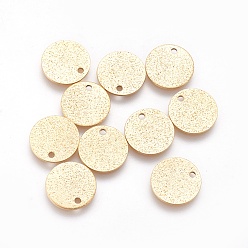 Golden Ion Plating(IP) 304 Stainless Steel Charms, Textured, Flat Round with Bumpy, Golden, 12x0.8mm, Hole: 1.4mm