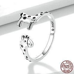 Античное Серебро Жираф 925 регулируемые манжеты из стерлингового серебра для женщин, античное серебро, 8 мм, внутренний диаметр: регулируемый