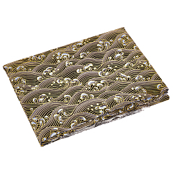 (932FM) Темно-синий аква-матовый с подкладкой 1м хлопковая ткань в японском стиле, аксессуары, волновая картина, темно-золотистые, 1460x0.3 мм