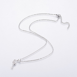 Нержавеющая Сталь Цвет Подвеска из нержавеющей стали ожерелья, с латунными микропроволочными кубическими циркониевыми подвесками, бокал, цвет нержавеющей стали, 17.71 дюйм (45 см), Кулон : 18.7x8x1.7 мм