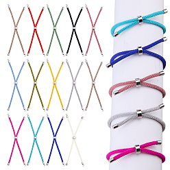 Mixed Color 14Pcs 14 Colors Nylon Twisted Cord Bracelets, with Brass Cord End, for Slider Bracelet Making, Mixed Color, 9 inch(22.8cm), Hole: 2.8mm, Single Chain Length: about 11.4cm, 1pc/color