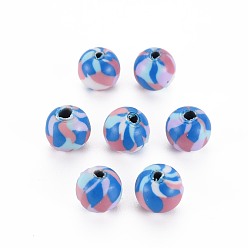 Himmelblau Manuell Polymer Ton Perlen, für DIY Schmuck Bastelbedarf, Runde, Himmelblau, 8.5~9x8 mm, Bohrung: 1.8 mm