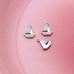 Ship Подвески латунные горный хрусталь, платина, корабельные прелести, 11x9 мм