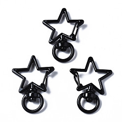 Черный Из экологически чистого сплава, окрашенного распылением, поворотные карабины с карабинами, без кадмия, без никеля и без свинца, звезда, чёрные, 34x24.5x6.5 мм, отверстие : 5x9 мм