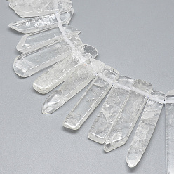 Хрусталь Природных кристаллов кварца бисер нитей, горного хрусталя, сверху просверленные бусы, прямоугольные, 19~67x8~11x4~9 мм, отверстие : 1 мм, около 38~48 шт / нитка, 15.7 дюйм