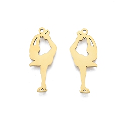 Настоящее золото 18K Ионное покрытие (ip) 201 кулон из нержавеющей стали, фигурист, реальный 18 k позолоченный, 30.5x12x1.5 мм, отверстие : 1.5 мм