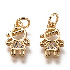 Золотой Латунные микропаве прозрачные кубические циркониевые подвески, без кадмия и без свинца, долговечный, мальчик, золотые, 13.5x8.5x2 мм, отверстие : 3 мм