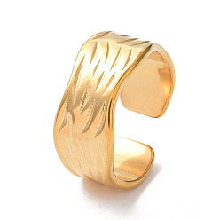 Golden Ion Plating(IP) 304 Stainless Steel Wave Open Cuff Rings, Golden, Inner Diameter: 17.9mm