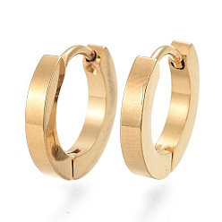 Золотой 304 обруч серьги из нержавеющей стали замке, кольцо, золотые, 12.5x13.5x2 мм, штифты : 1 мм