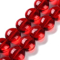 FireBrick Baking Paint Glass Beads Strands, Flat Round, FireBrick, 12~12.5x8~8.5mm, Hole: 1mm, about 50pcs/strand, 23.54''(59.8cm)