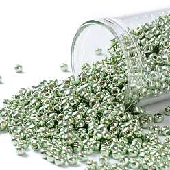 (PF560) PermaFinish Lime Green Metallic TOHO Round Seed Beads, Japanese Seed Beads, (PF560) PermaFinish Lime Green Metallic, 8/0, 3mm, Hole: 1mm, about 222pcs/bottle, 10g/bottle