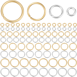 Color mezclado 900 piezas 8 estilos 304 anillos de salto de acero inoxidable, anillos del salto abiertos, conectores de metal para la fabricación de joyas de bricolaje y accesorios de llavero, color mezclado, 4~10x0.8~1 mm, diámetro interior: 2.4~8 mm