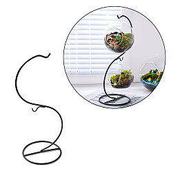 Черный Подвесная стойка для утюга для стеклянных бутылок в форме буквы S, микропейзаж 2-крючок стеллаж для украшения дома, чёрные, 34.3x16x12.45 см