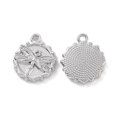 Platinum Alloy Pendants, Flower with Dragonfly Charm, Platinum, 17.5x15x3mm, Hole: 1.6mm