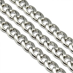 Нержавеющая Сталь Цвет Устойчивые к потускнению 304 нержавеющая сталь кубинские звенья цепи, бордюрные цепи, цвет нержавеющей стали, 11x7x2 мм