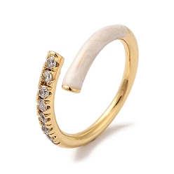 Белый Открытые манжеты из латуни с цирконием для женщин, с эмалью, без кадмия и без свинца, белые, внутренний диаметр: 17 мм