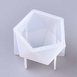 Blanco Moldes de silicona poligonales facetas diy, moldes de resina, para resina uv, fabricación de joyas de resina epoxi, blanco, 81.5x78x65 mm, tamaño interno: 75x68 mm