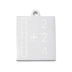 Stainless Steel Color 304 Stainless Steel Pendants, Abacus Charms, Polishing, Stainless Steel Color, 22x16x1.5mm, Hole: 1.9mm