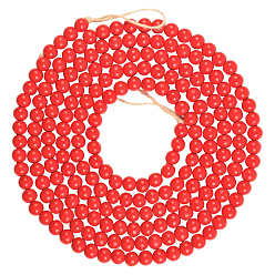 Красный Подвесные украшения из деревянных круглых бусин для рождественских украшений, красные, 2920 мм