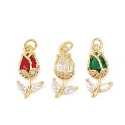 (52) Непрозрачная лаванда Латунные микропаве прозрачные подвески с фианитом, , долговечный, стойки покрытие, без свинца и без кадмия, золотые, разноцветные, 20x9.5x5 мм, Перейти кольцо: 5x1 мм, внутренний диаметр: 3 мм