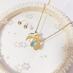 Золотой 304 ожерелья с подвесками и серьги-гвоздики из нержавеющей стали, золотые, 450 мм