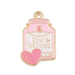 Bottle Подвески из сплава с эмалью ко дню святого валентина, золотой свет, бутылка, 22x14x1.5 мм, отверстие : 1.8 мм