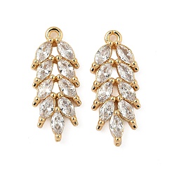 Настоящее золото 18K Латунные микро проложить кубического циркония подвески, без никеля , лист, лист, 18.5x8x3 мм, отверстие : 1 мм