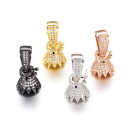 Mixed Color Brass Micro Pave Cubic Zirconia Twister Clasps, Mixed Color, 22x11mm, Hole: 6x10mm