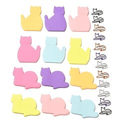 Color mezclado Bloc de notas con forma de gato 12 libros 12 estilo notas adhesivas, y 12pcs 4 clips de papel de hierro de colores, color mezclado, bloc de notas: 58x72x3mm y 70x58x3mm, Clip: 32x23x1 mm