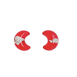 Красный Светящиеся лунные бусины из смолы, светится в темноте, без отверстия , красные, 25x20 мм