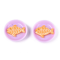 Сливовый Непрозрачные кабошоны из смолы, имитация еды, рыба, слива, 27.2~28x7.5~8 мм