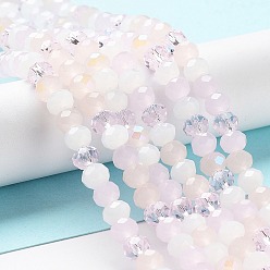 Pink Стеклянные бусины, граненые, рондель, розовые, 6x5 мм, отверстие : 1 мм, около 85~88 шт / нитка, 16.1~16.5 дюйм (41~42 см)