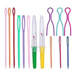 Mixed Color DIY Sewing Kits, with Handle Iron Seam Ripper, Plastic Bobbin Thread Holders Thread Buddies Clips, Safety Plastic Sewing Needles, Mixed Color, 92pcs/bag