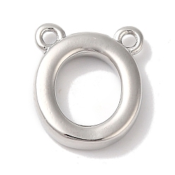 Letter O Стойки обшивки латунные подвески, долговечный, без свинца и без кадмия, письмо амулеты, платина, Письмо O, 11x9x2 мммм, отверстие : 1 мм