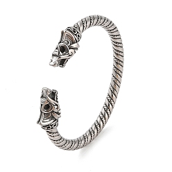 Дракон Мужские браслеты-манжеты viking 304 с открытыми манжетами из нержавеющей стали, античное серебро, дракон, внутренний диаметр: 2-3/4 дюйм (7.1 см), 13 мм