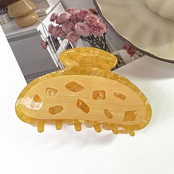 (932FM) Темно-синий аква-матовый с подкладкой Заколки для волос в форме когтей из ацетата целлюлозы, печенье, темно-золотистые, 90x45 мм