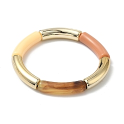 Коричневый Акриловый браслет из изогнутой трубки из бисера для женщин, кофе, внутренний диаметр: 2-1/8 дюйм (5.3 см)