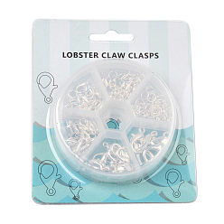 Silver Alloy Lobster Claw Clasps and Jump Rings Set, Silver Color Plated, Clasps: 10~20.5x6~13x3.5~5.5mm, Hole: 1~2mm, about 70pcs/box, Jump Rings: 6x1mm, about 40~50pcs/box