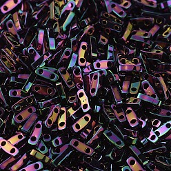 (QTL454) Металлический Темно-сливовый Ирис Миюки четверть бусины тила, японский бисер, 2-луночное, (QTL 454) металлический темный сливовый ирис, 5x1.2x1.9 мм, Отверстие : 0.8 мм , около 2400 шт / 50 г