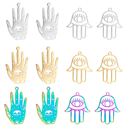 (52) Непрозрачная лаванда 12 шт. 6 ионное покрытие (ip) 201 подвески из нержавеющей стали, лазерная резка, разноцветные, 28~30x18~23x1 мм, отверстие : 1.6~1.8 мм, 2 шт / стиль