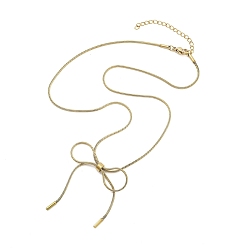 Настоящее золото 18K 304 ожерелья из нержавеющей стали с круглыми цепочками-змейками и бантами для женщин, реальный 18 k позолоченный, 16.22 дюйм (41.2 см), Кулон : 51x40 мм