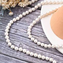 White Shell Bead Strands, Imitation Pearl Bead, Grade A, Round, White, 6mm, Hole: 0.5mm, 63~64pcs/strand, 15 inch