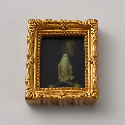 Ghost Прямоугольная фоторамка из смолы в стиле Хэллоуина, аксессуары для кукольных домиков, призрак, 29x24x7 мм