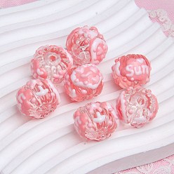 Светло-Коралловый Непрозрачные акриловые бусины, бусины ручной работы, Эмаль стиле, рондель, свет коралловый, 18~23 мм