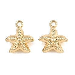 Golden Alloy Charms, Beaded Starfish Charms, Rack Plating, Cadmium Free & Lead Free, Golden, 12x11x6mm, Hole: 1.2mm