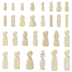 (404) Непрозрачное AB Кислое яблоко 29 шт. 29 стили незаконченная деревянная кукла схима, для детского рисования и искусства, цветочный белый, 15.5~80x22~91 мм, 1 шт / стиль